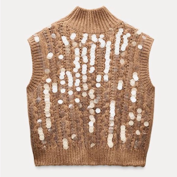 LAST ONE!!! ZARA BLOGGERS FAVORITE KNIT SEQUIN SWEATER VEST - Picture 10 of 14